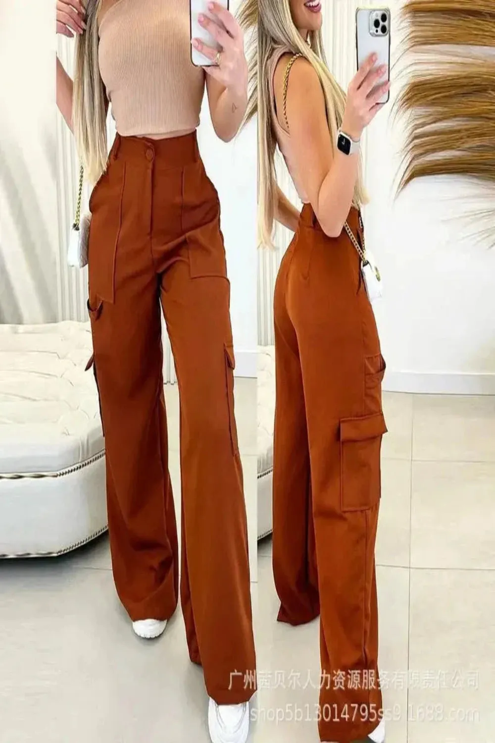 Wide Leg Cargo Pants Trousers