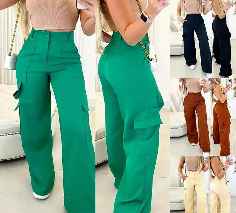 Wide Leg Cargo Pants Trousers