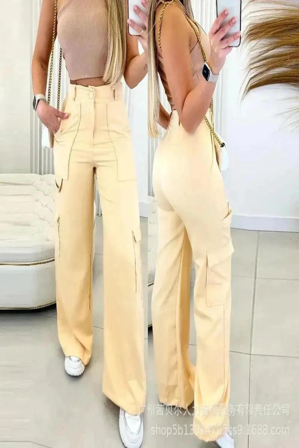 Wide Leg Cargo Pants Trousers