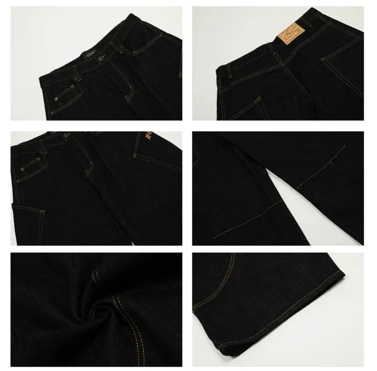 Wide-Leg Embroidered Baggy Jeans