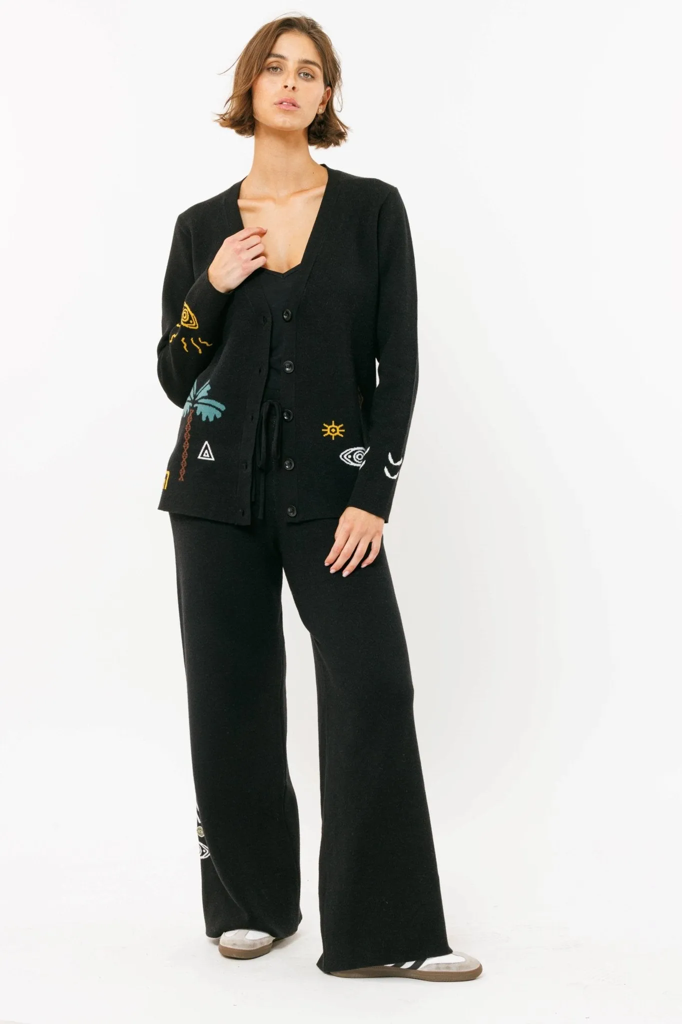Wide Leg Eye Knitted Pants