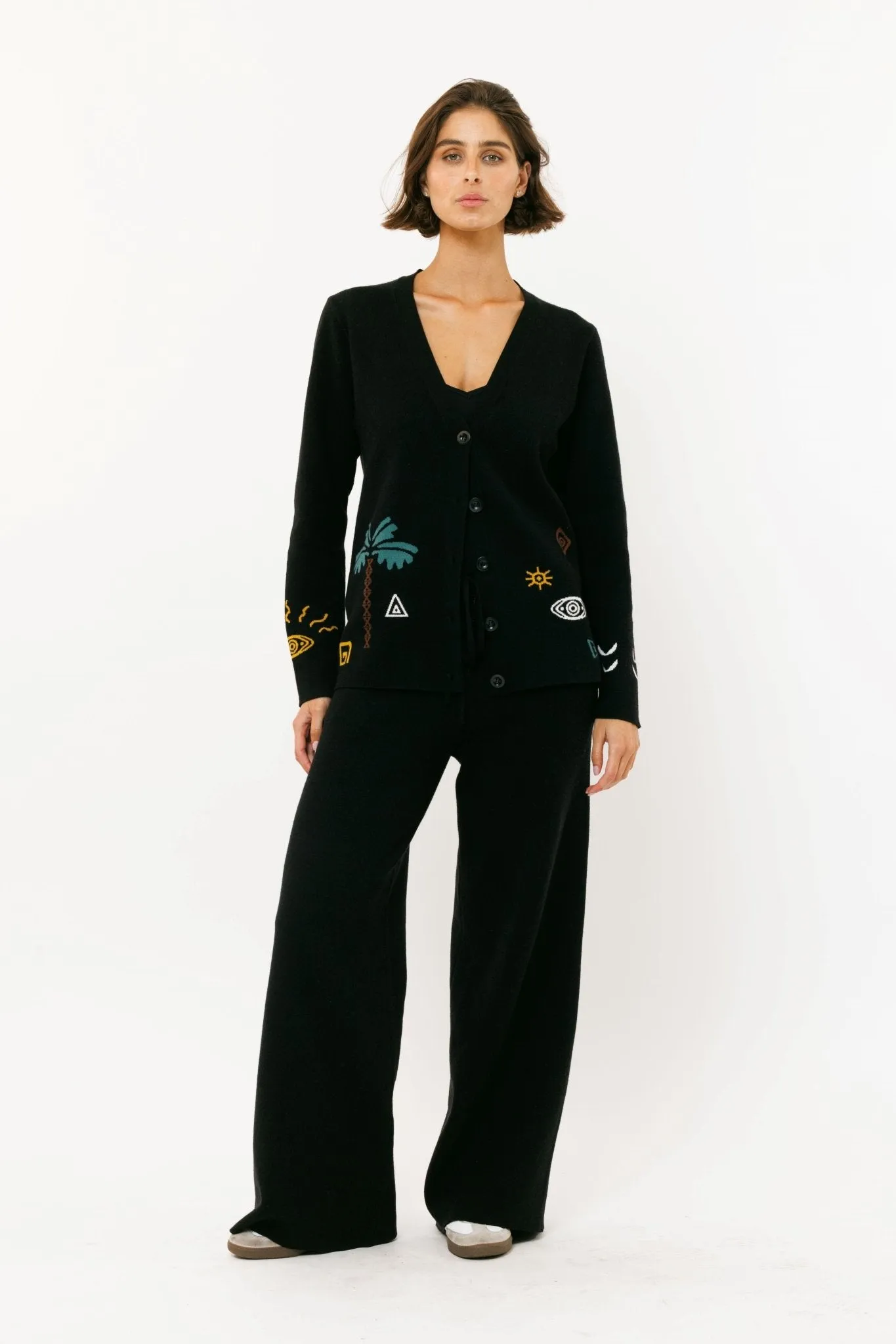 Wide Leg Eye Knitted Pants