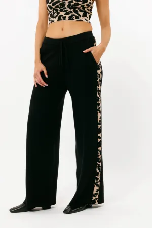 Wide Leg Leopard Knitted Pant