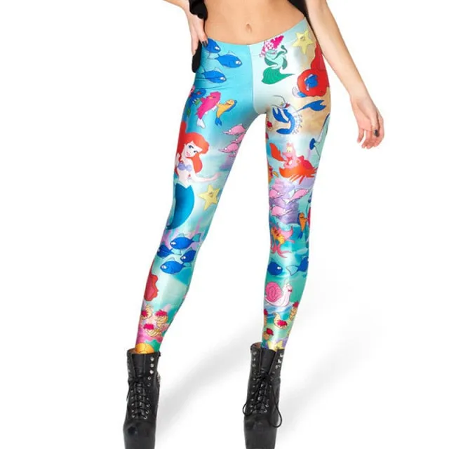 Women Mermaid Printed Leggings Pants