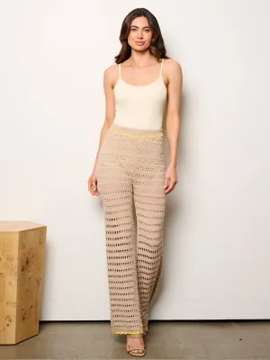 WOMEN'S ELASTIC WAIST KNITTED WIDE LEG PANTS