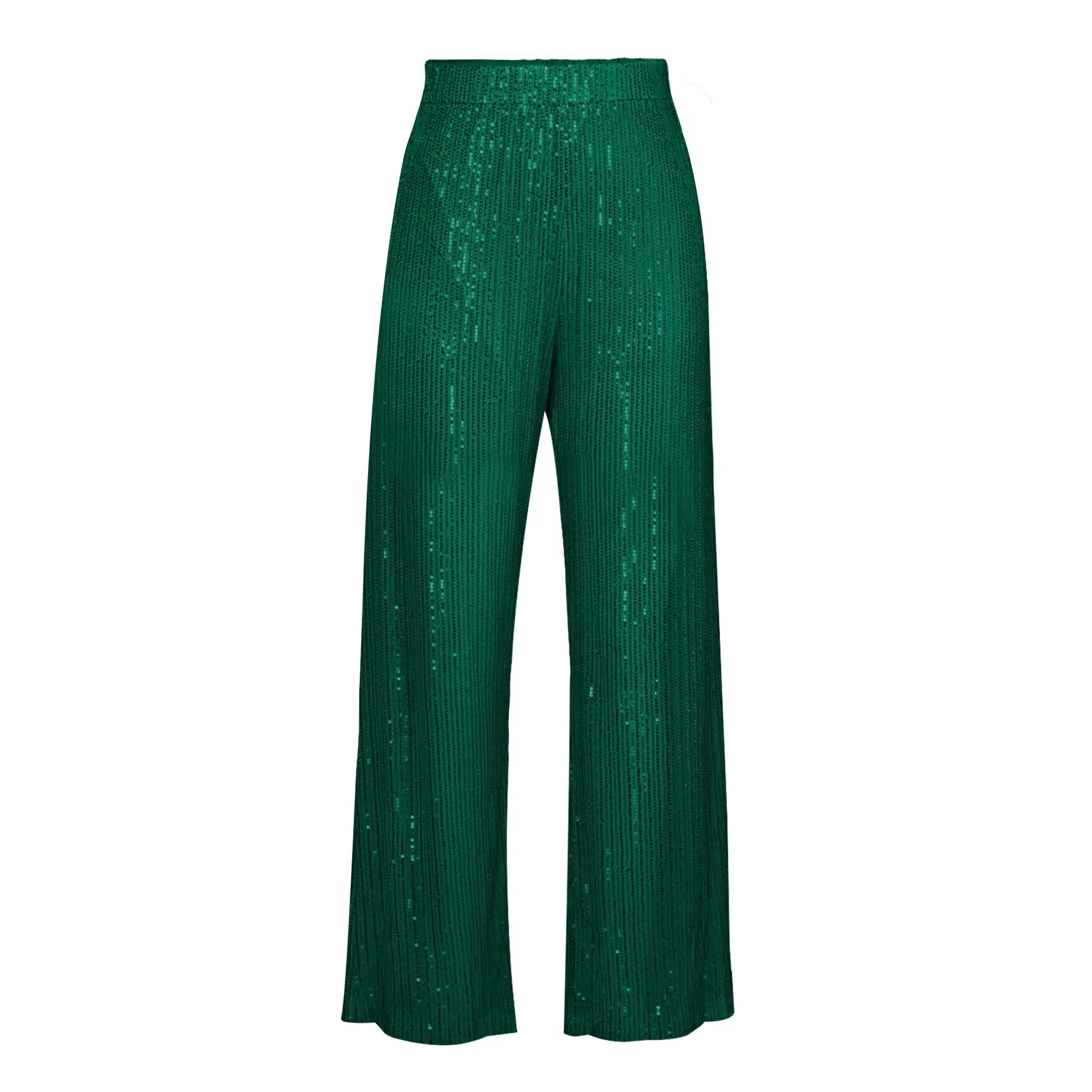 Women's Elegant Silk Sequin Pants, Midi Waist, Loose Long Pants, Classic Trousers Trendy Fashion, Streetwear