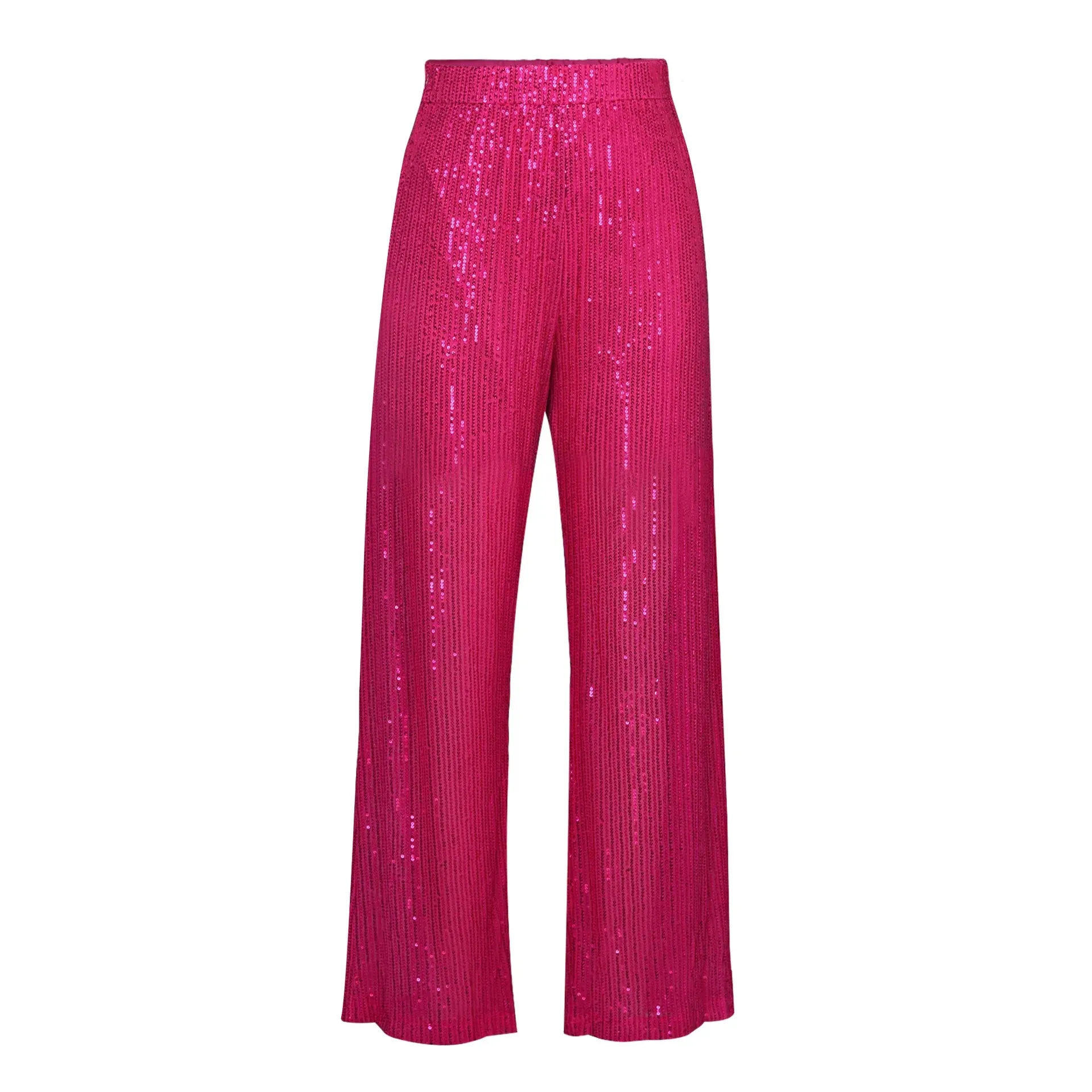 Women's Elegant Silk Sequin Pants, Midi Waist, Loose Long Pants, Classic Trousers Trendy Fashion, Streetwear