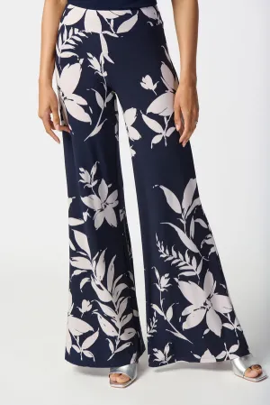 Women's Joseph Ribkoff | Floral Print Wide Leg Pants | Midnight Blue