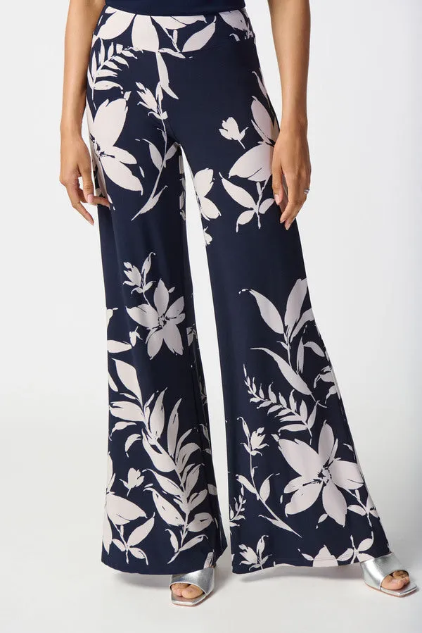Women's Joseph Ribkoff | Floral Print Wide Leg Pants | Midnight Blue