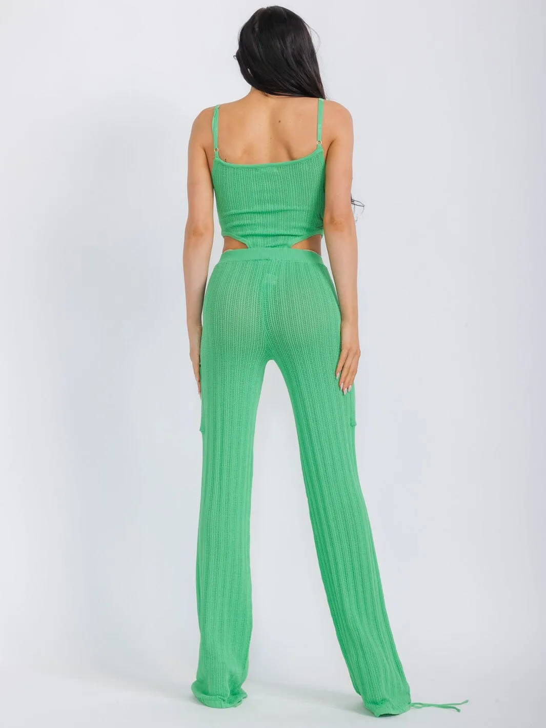 WOMEN'S SLEEVELESS BODYSUIT & WIDE LEG PANTS KNIT 2PC. SET